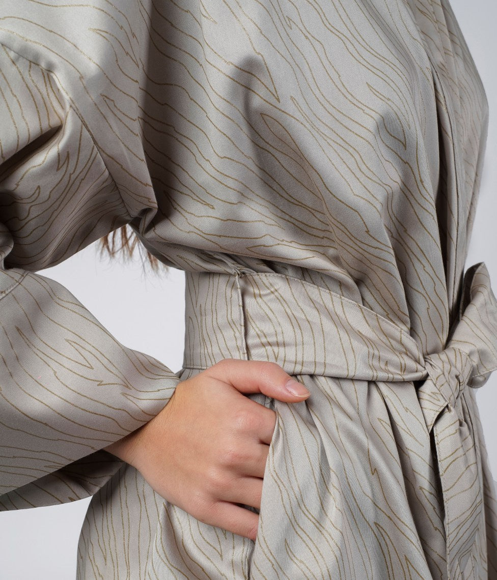 Chalatas Kimono Sand Almond (migdolų), 4 nuotrauka