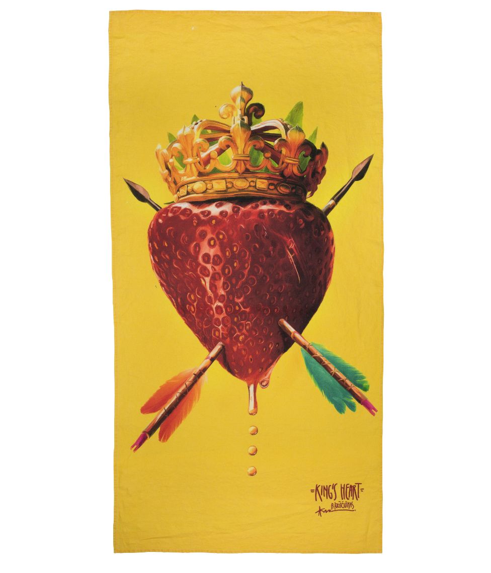 Lininis paplūdimio rankšluostis King's Heart - Algis Kriščiūnas - 100x180cm (marga), 3 nuotrauka