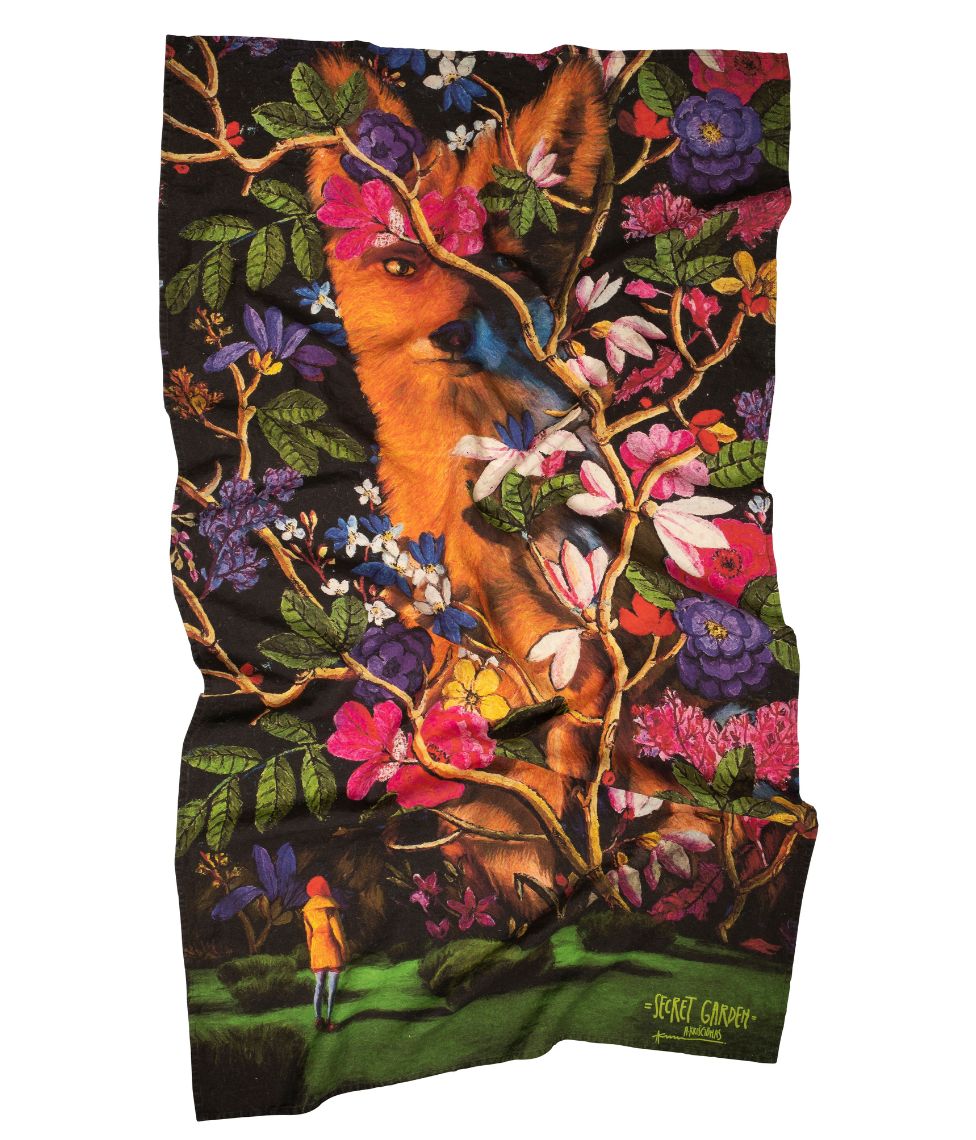 Lininis paplūdimio rankšluostis Secret Garden - Algis Kriščiūnas - 100x180cm (marga)