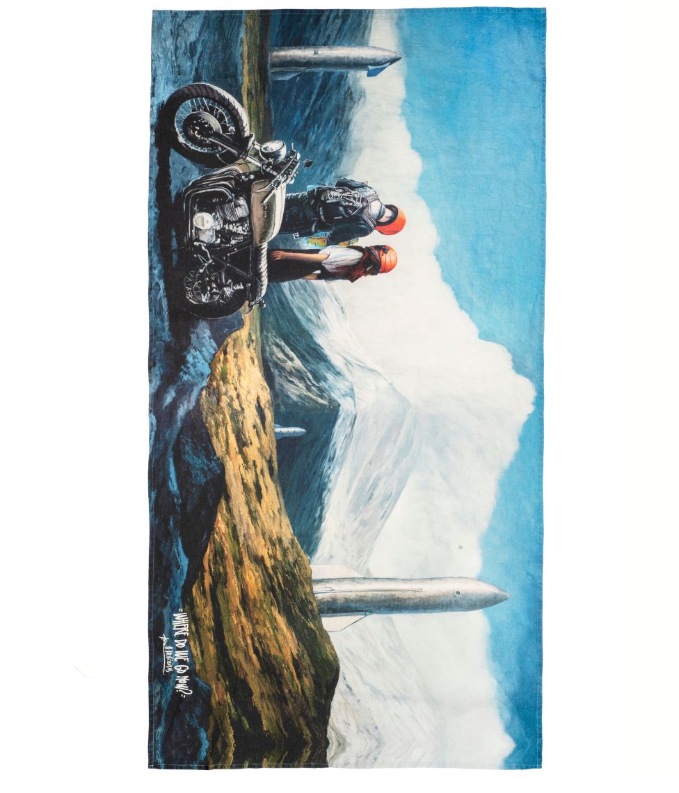 Lininis paplūdimio rankšluostis Where Do We Go Now - Algis Kriščiūnas - 100x180cm (marga), 5 nuotrauka