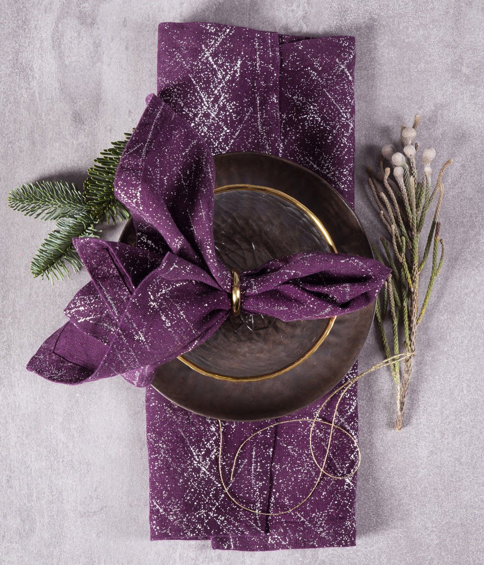 Stalo servetėlė Frost Eggplant Silver (baklažano), 2 nuotrauka