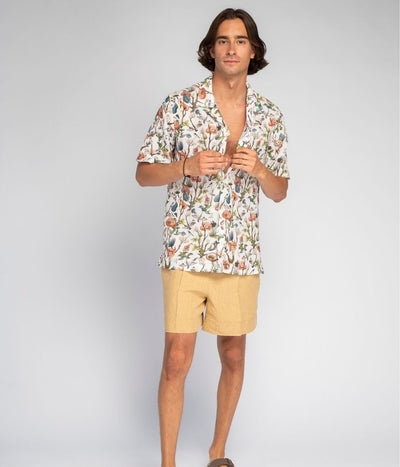 Lininiai marškiniai Drinking The Summer - White - Algis Kriščiūnas (Unisex) (marga), 3 nuotrauka