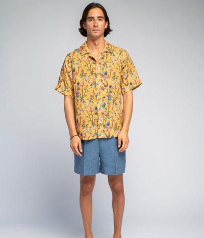 Lininiai marškiniai Drinking The Summer - Yellow - Algis Kriščiūnas (Unisex) (marga), 4 nuotrauka