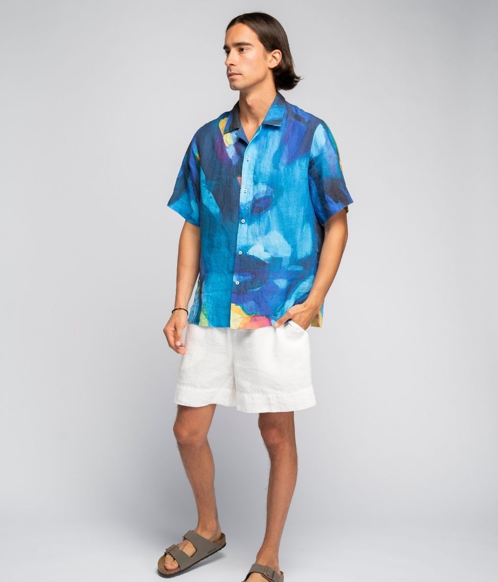 Lininiai marškiniai View Blue - Vilmantas Marcinkevičius (Unisex) (marga)