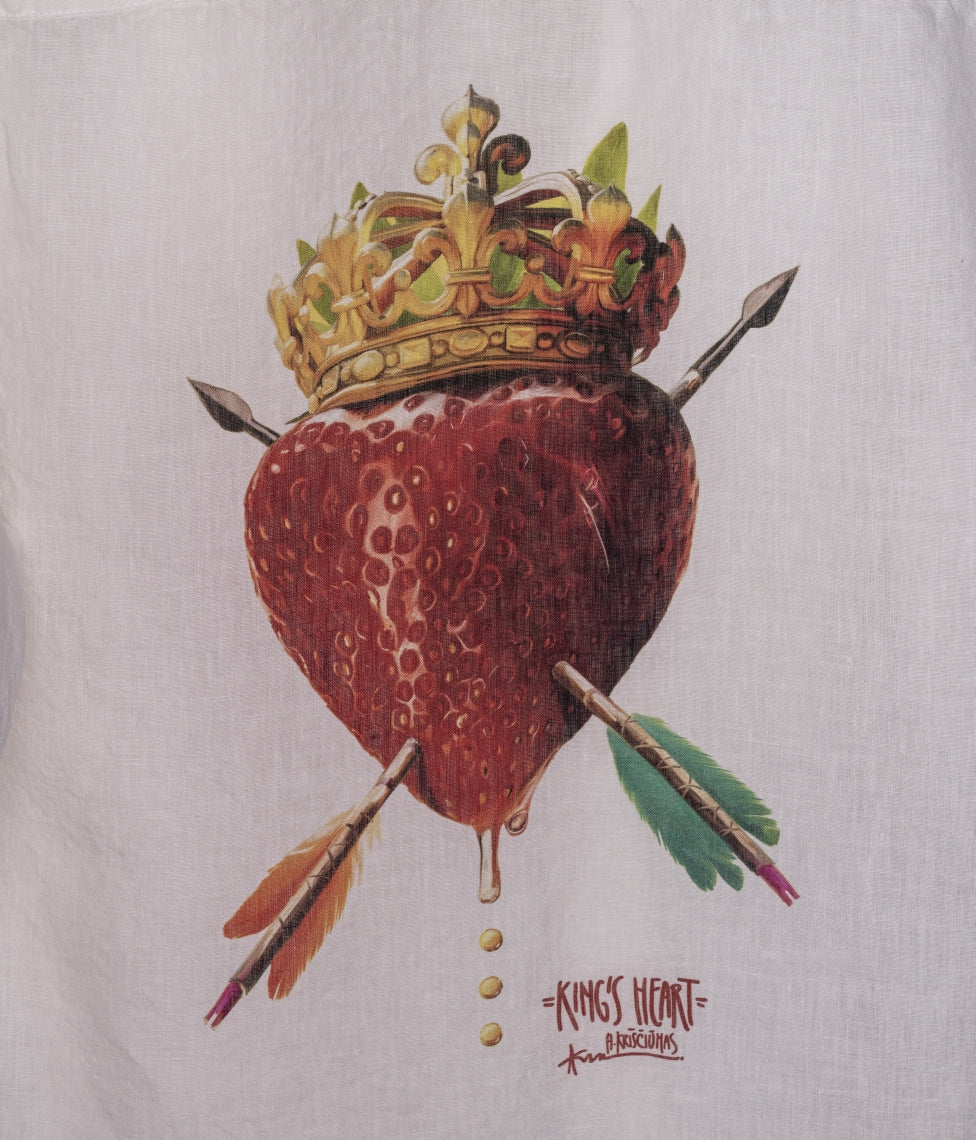 Lininiai marškiniai King's Heart White – Algis Kriščiūnas (Unisex) (marga), 2 nuotrauka