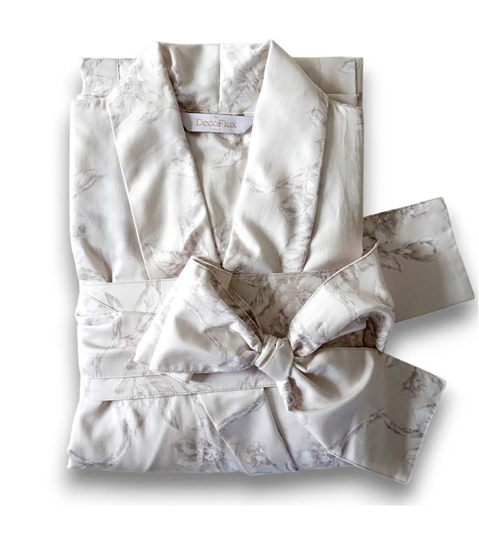 Klasikinis satino chalatas Eden Beige (biežinė), 5 nuotrauka