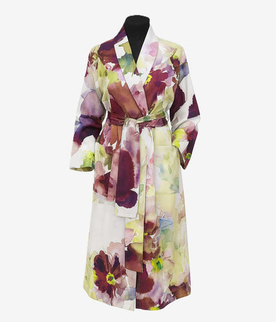Klasikinis Satino Chalatas Flower Mist (marga), 7 nuotrauka