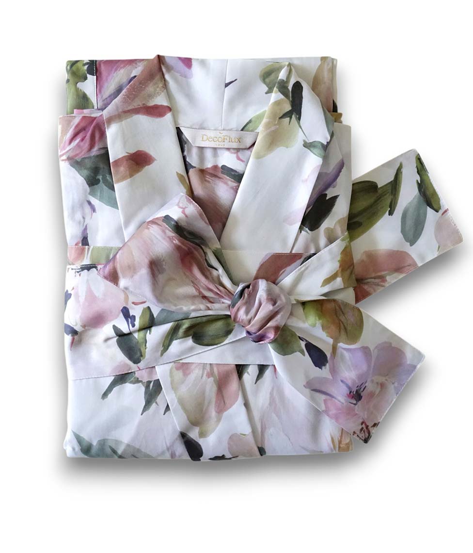 Satino chalatas kimono Harmony (marga), 5 nuotrauka