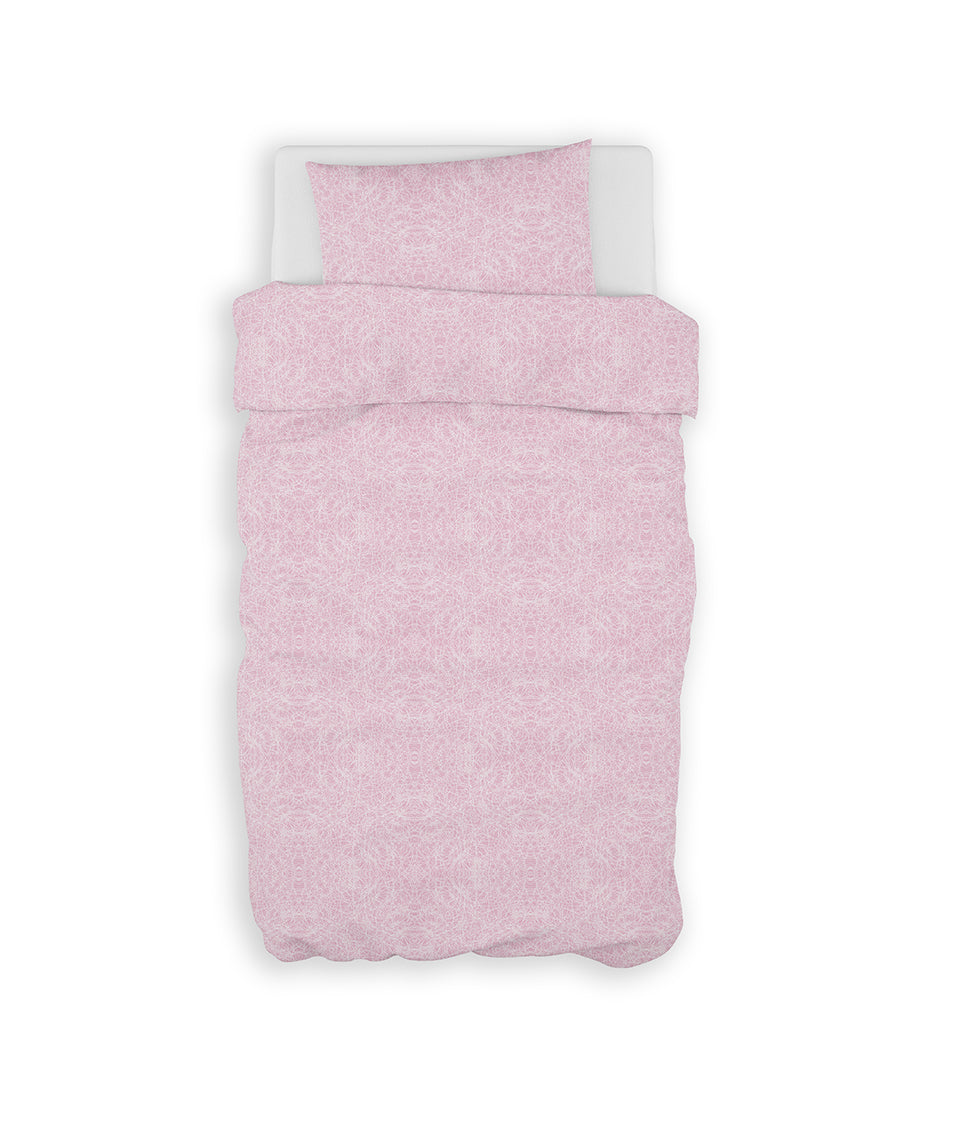 Vaikiškas satino patalynės komplektas Kaleidoscope Rose Quartz (rožinio kvarco)