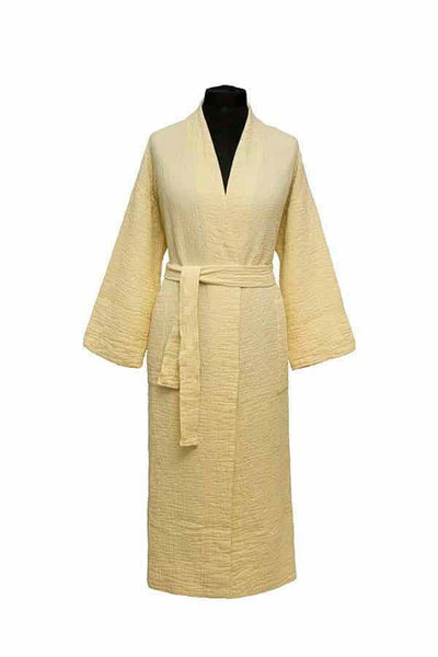 Medvilninis chalatas Orion Light Yellow (gelsva), 4 nuotrauka