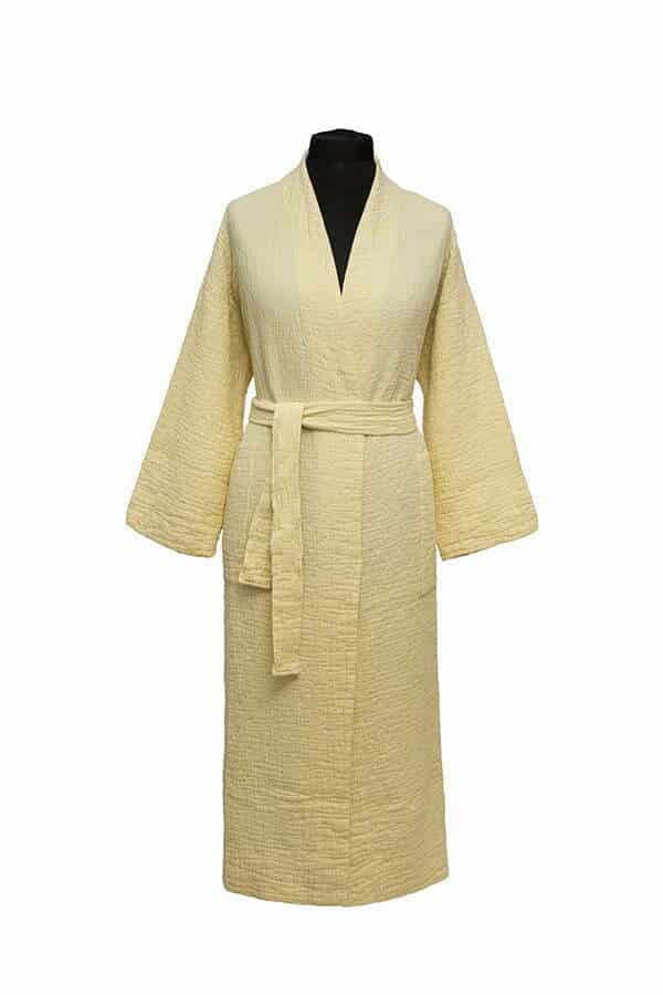 Medvilninis chalatas Orion Light Yellow (gelsva), 4 nuotrauka