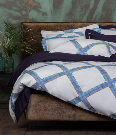 Satino patalynės komplektas Batik Ocean Square (mėlyna), 4 nuotrauka