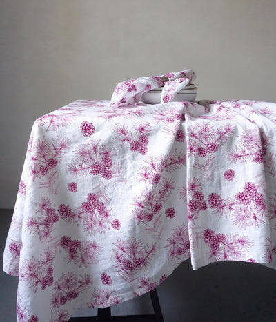 Lininė staltiesė Pine Pink (rausva), 2 nuotrauka