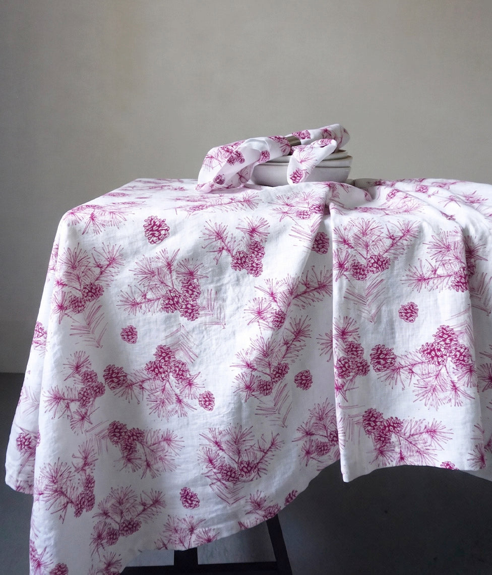 Lininė staltiesė Pine Pink (rausva), 2 nuotrauka