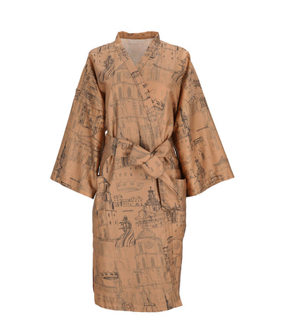 Satino chalatas kimono su maišeliu Slapta Meilė Love Story of Royal Vilnius Cinnamon (cinamono)