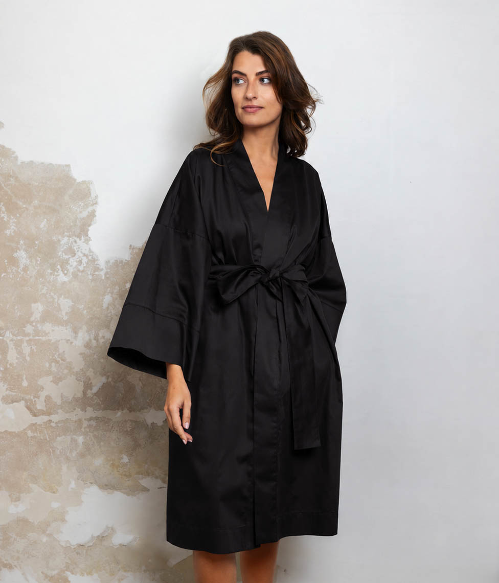 Satino chalatas kimono Solid Storm