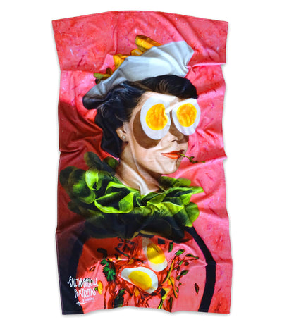 Medvilninis paplūdimio rankšluostis Šaltibarščių Portretas - Algis Kriščiūnas- 100x180cm (marga), 3 nuotrauka