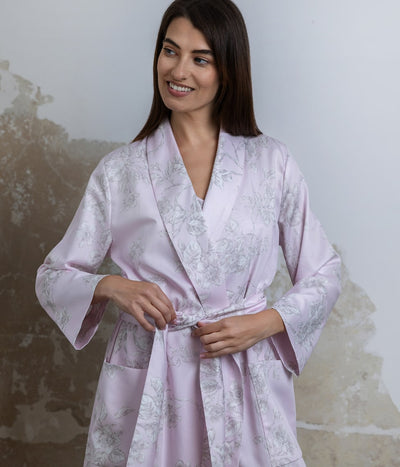 Klasikinis satino chalatas Eden Primrose Pink (rausva), 2 nuotrauka