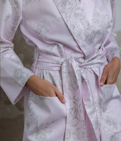 Klasikinis satino chalatas Eden Primrose Pink (rausva), 3 nuotrauka