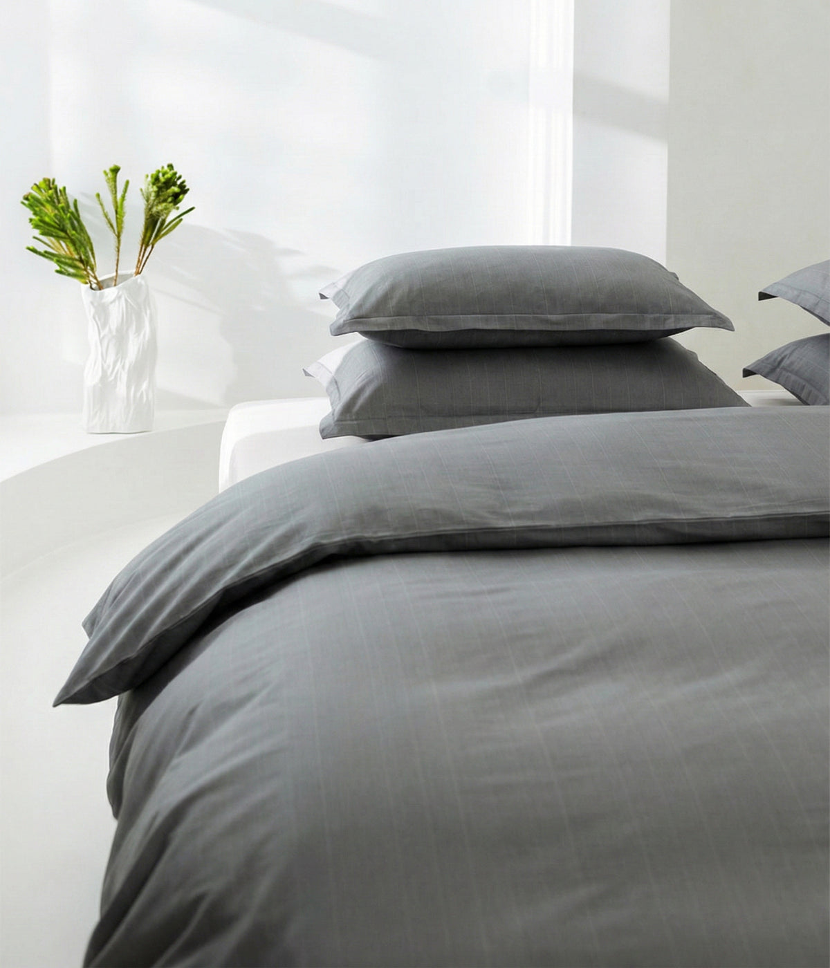 Satino patalynės komplektas Stripe In Line Grey (pilka), 5 nuotrauka