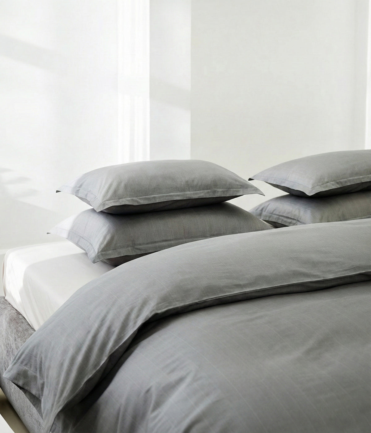 Satino patalynės komplektas Stripe In Line Grey (pilka), 6 nuotrauka