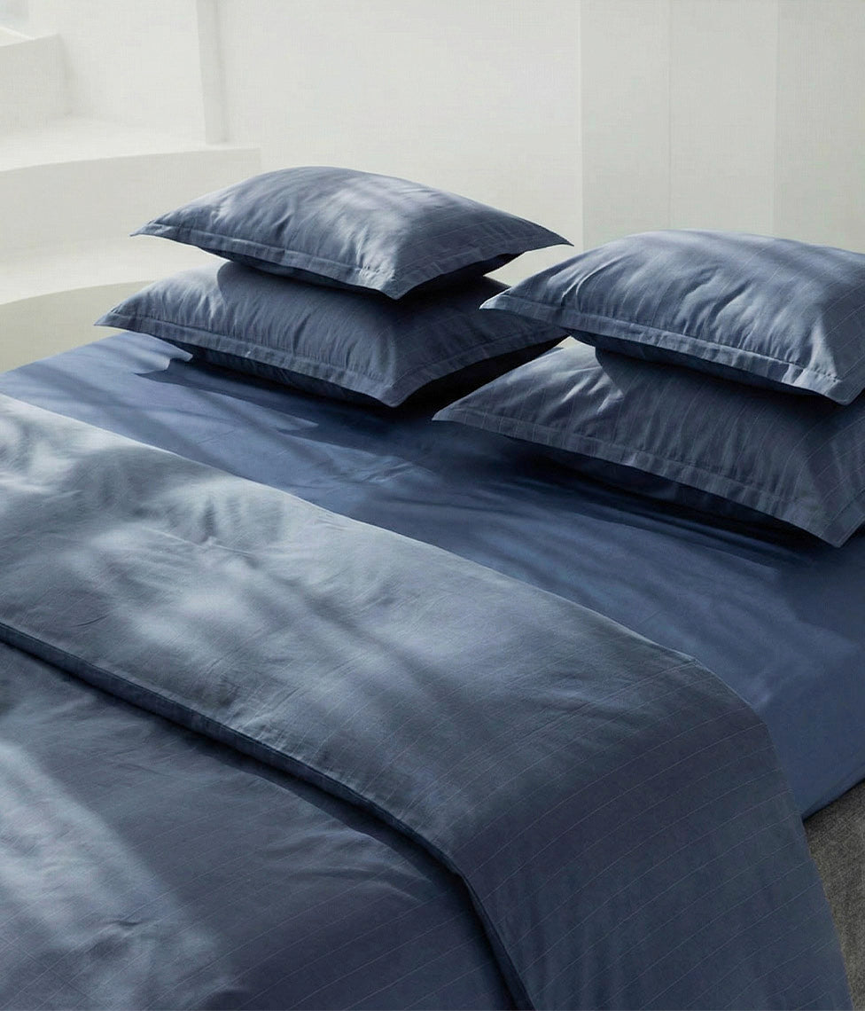 Satino patalynės komplektas Stripe In Line Indigo, 2 nuotrauka