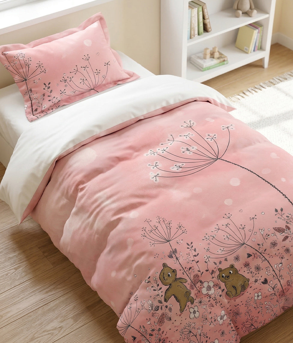 Vaikiškas satino patalynės komplektas Teddy Rose (marga), 3 nuotrauka