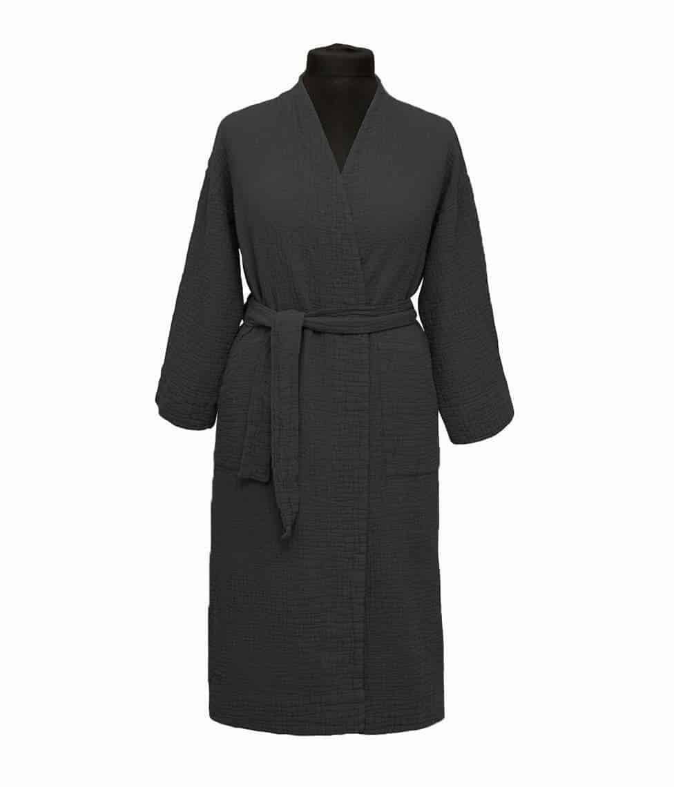 Medvilninis chalatas Orion Dark Grey (tamsiai pilka), 2 nuotrauka
