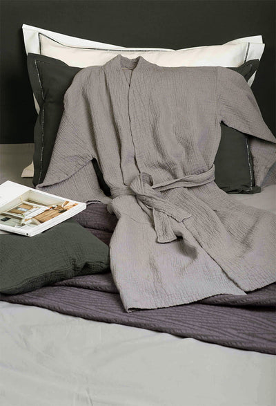 Medvilninis chalatas Ilonzo Home Orion Slate (pilka), 2 nuotrauka