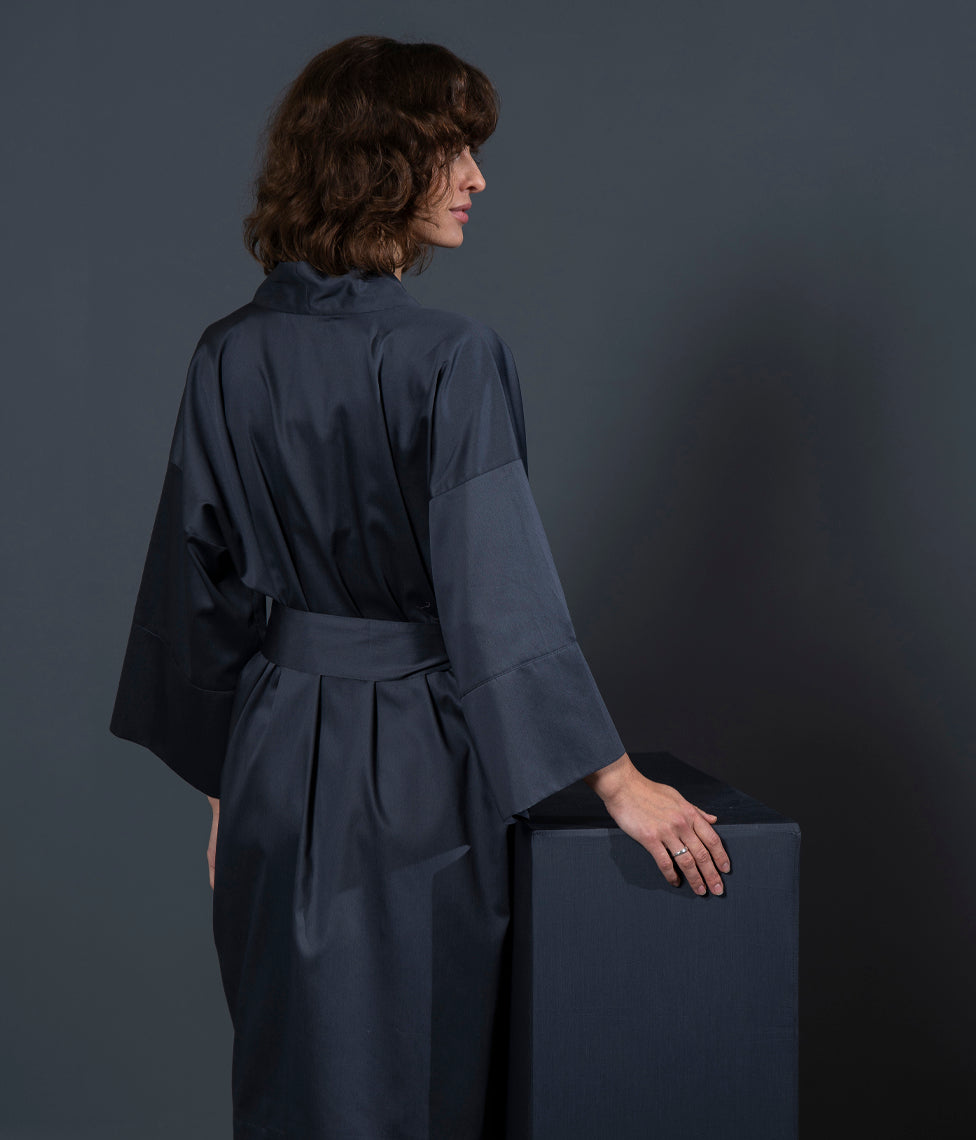 Chalatas Kimono Solid Anthracite (antracito), 3 nuotrauka