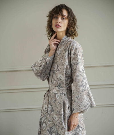 Chalatas kimono Heritage Cashmere (marga, rusva), 4 nuotrauka