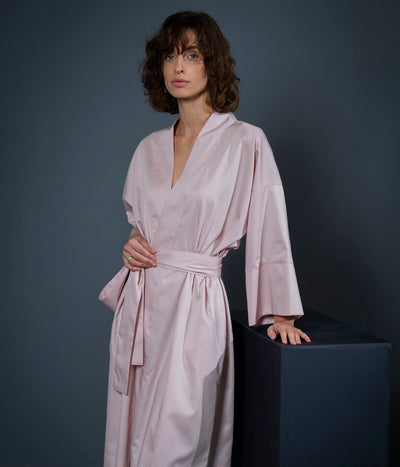 Chalatas kimono Solid Rose Quartz (rausva), 3 nuotrauka