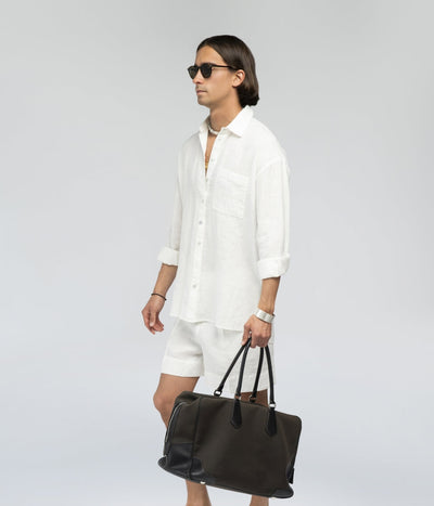 Lininiai marškiniai OVERSIZE UNISEX Milky White (pieniškai balta), 11 nuotrauka