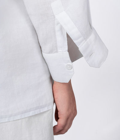 Lininiai marškiniai OVERSIZE UNISEX Milky White (pieniškai balta), 5 nuotrauka