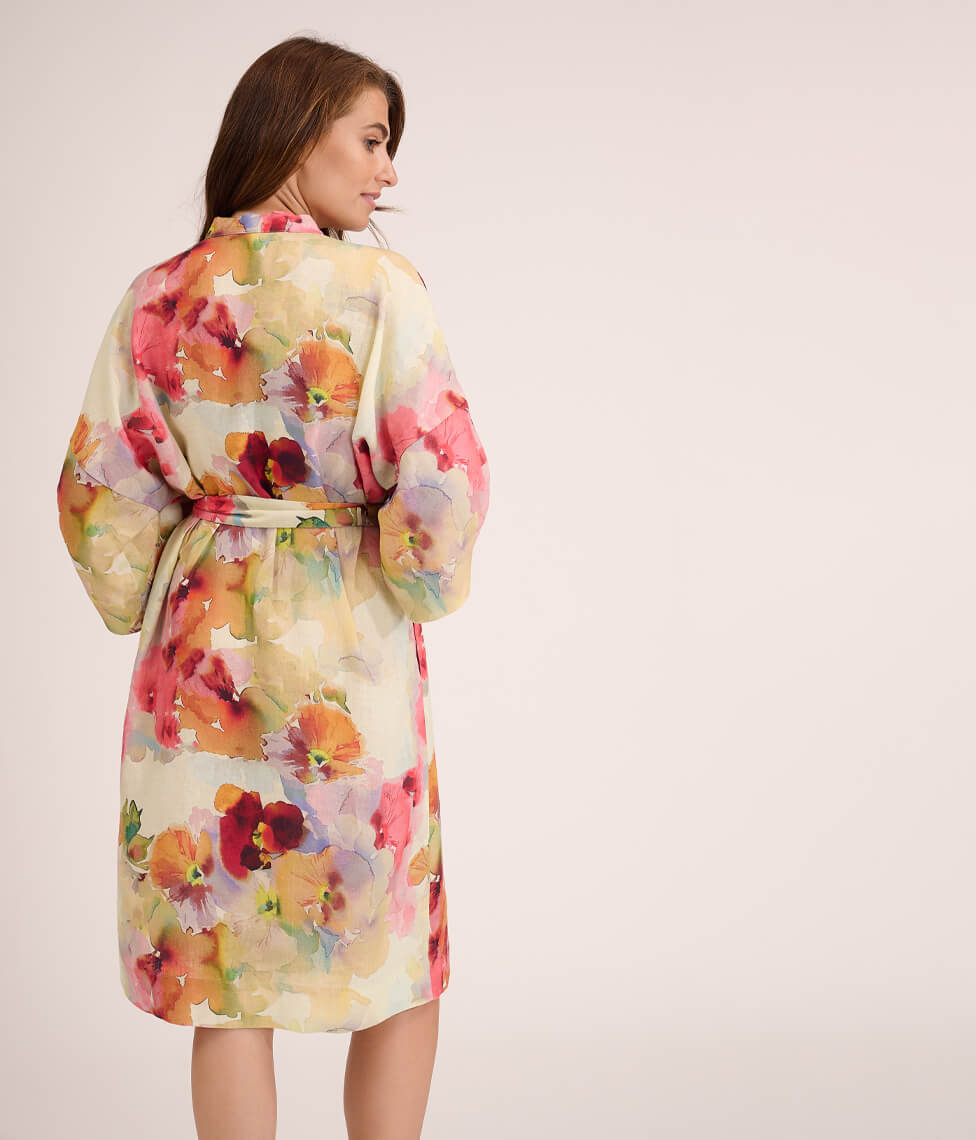Lininis chalatas kimono Flower Mist (marga), 2 nuotrauka