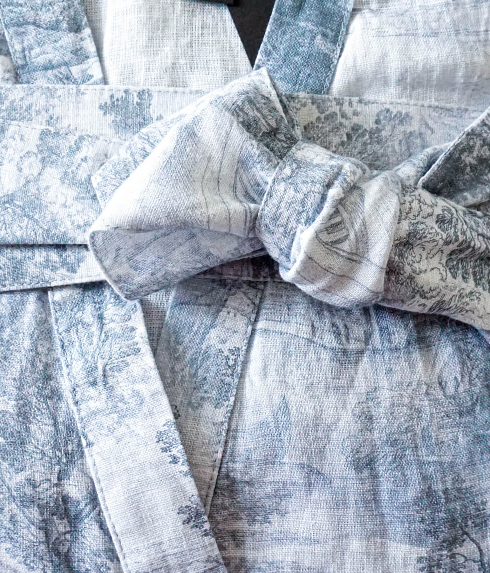 Lininis kimono chalatas Toile Blue (mėlyna), 2 nuotrauka