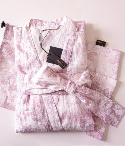 Lininis chalatas Toile Mauve (rausva), 5 nuotrauka
