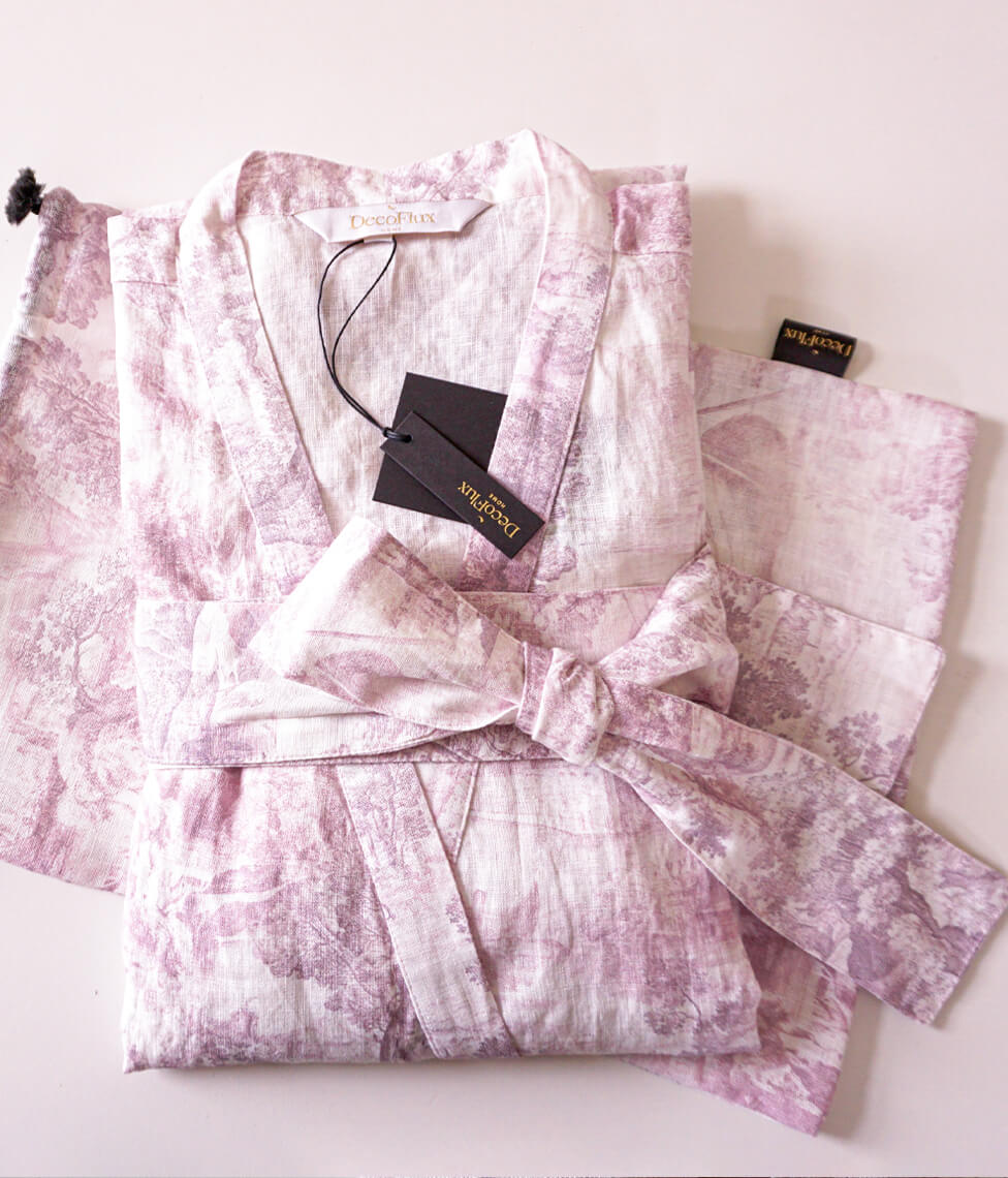 Lininis chalatas Toile Mauve (rausva), 5 nuotrauka