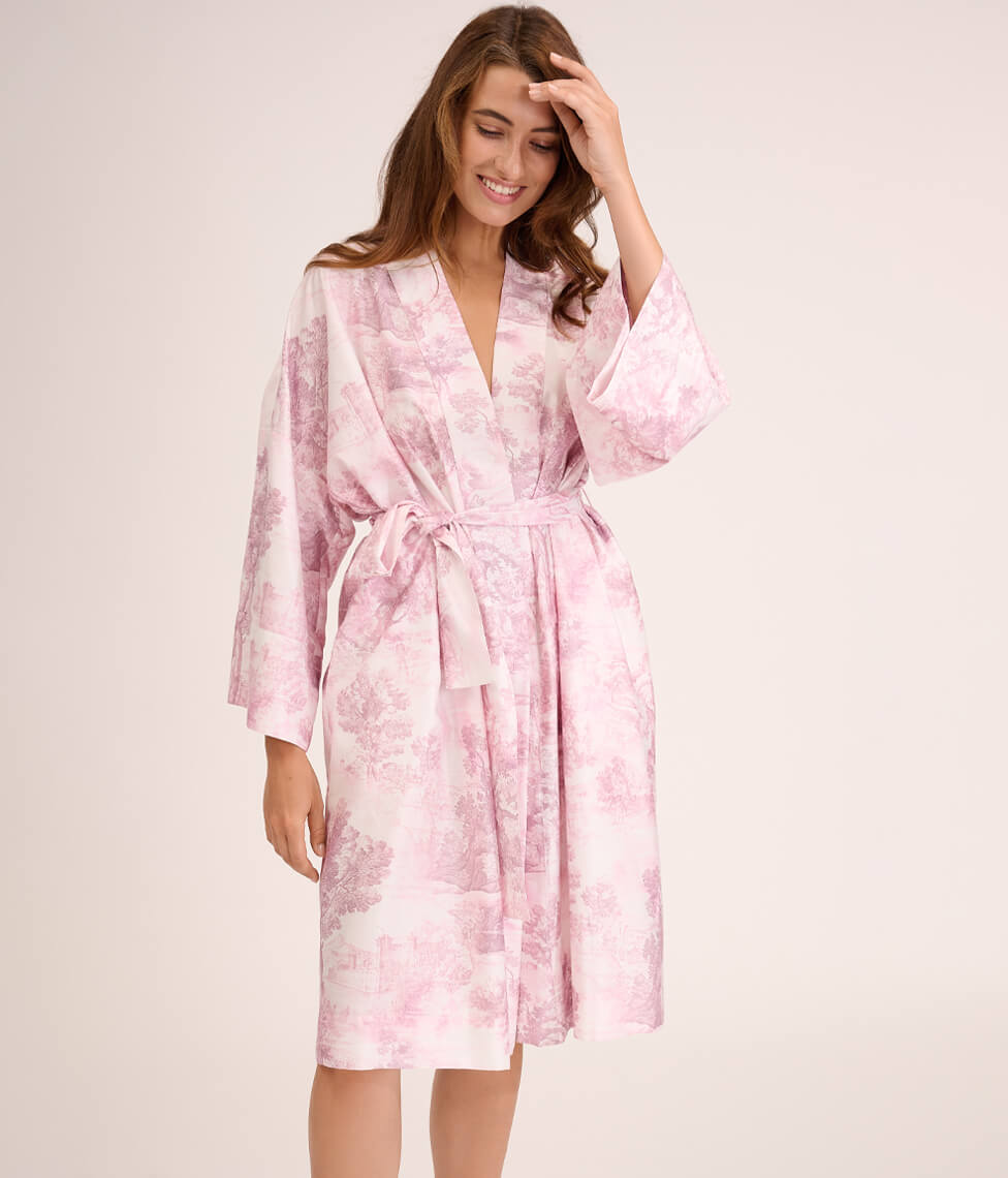 Lininis chalatas Toile Mauve (rausva), 3 nuotrauka