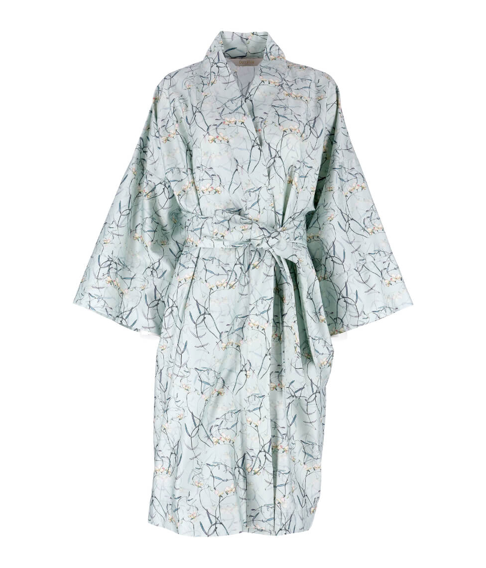 Satino chalatas kimono su maišeliu Dreamy Crystal (žalia)