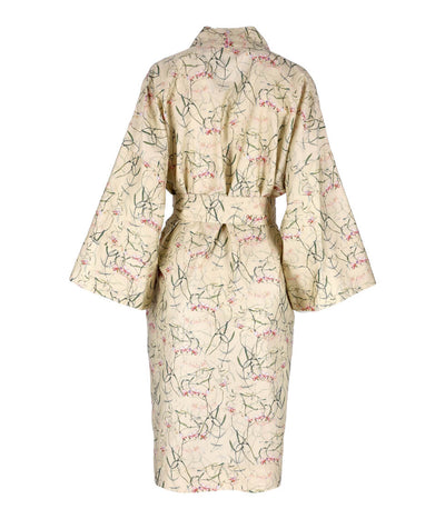 Satino chalatas kimono su maišeliu Dreamy Ecru (gelsva), 2 nuotrauka