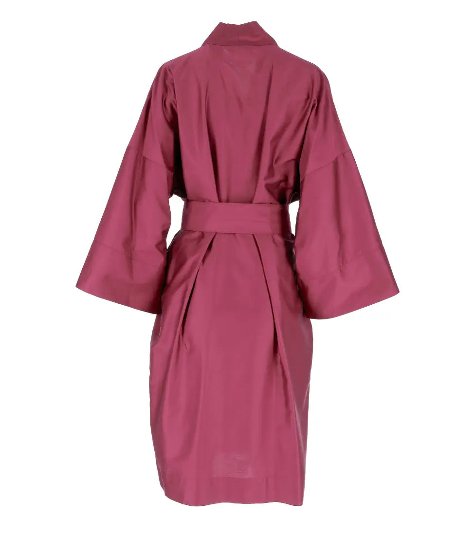Satino chalatas kimono Solid Burgundy (burgundiška), 6 nuotrauka