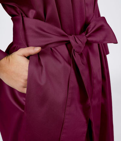 Satino chalatas kimono Solid Burgundy (burgundiška), 4 nuotrauka
