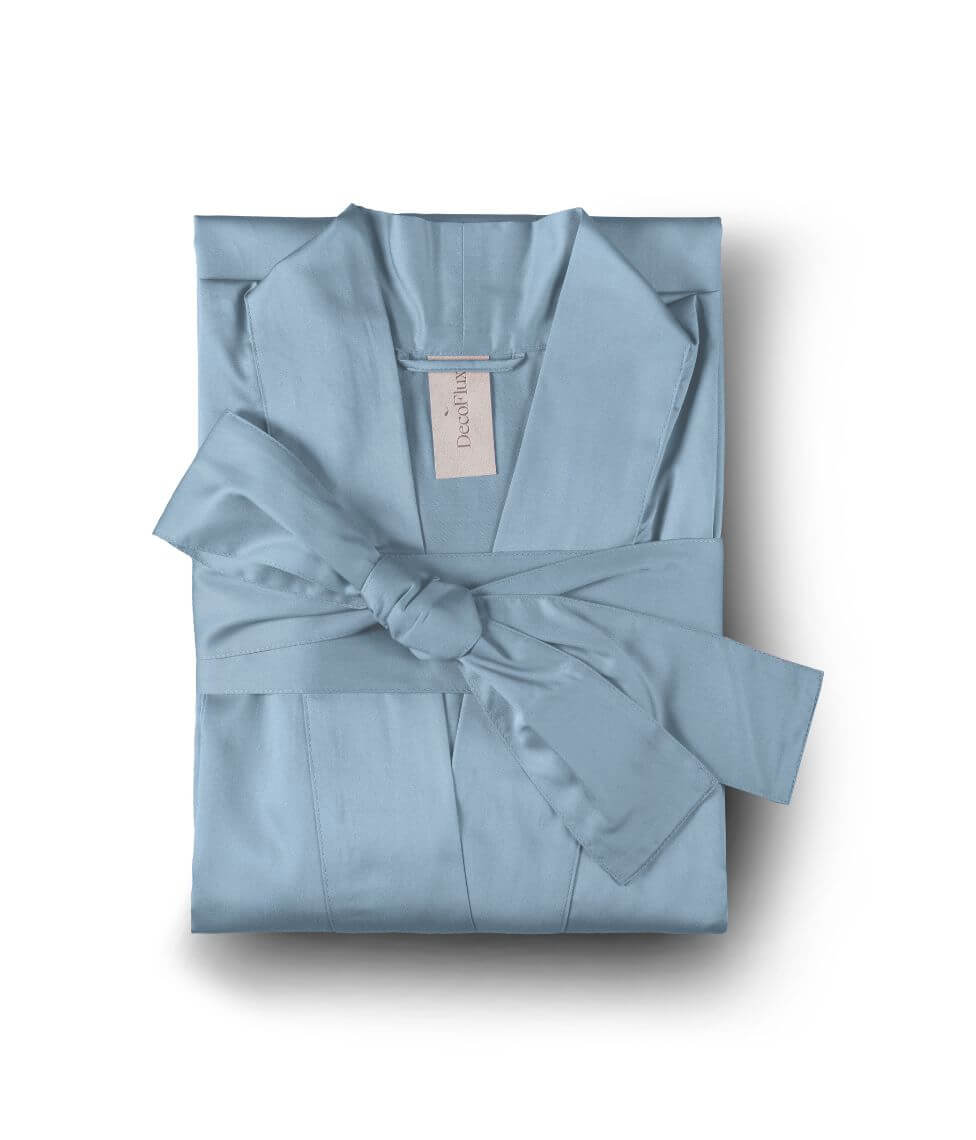 Satino chalatas kimono Solid French Blue (mėlyna)