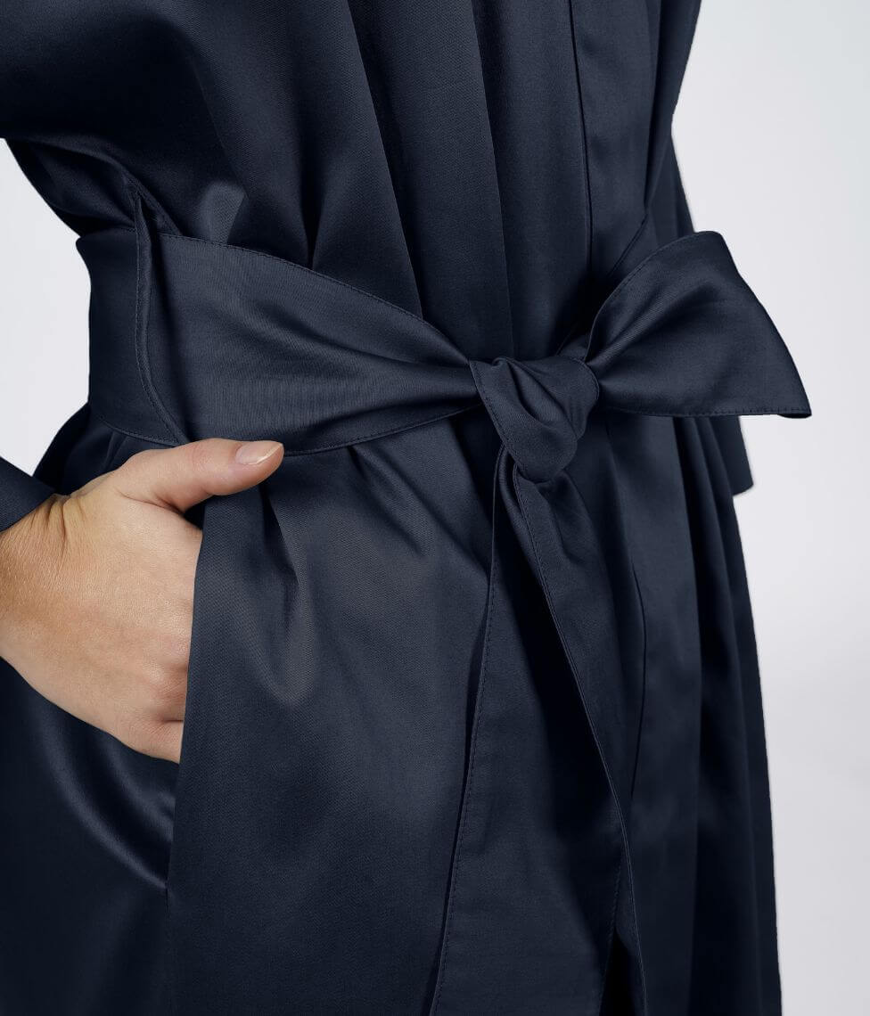 Satino chalatas kimono Solid Royal Blue (mėlyna), 3 nuotrauka