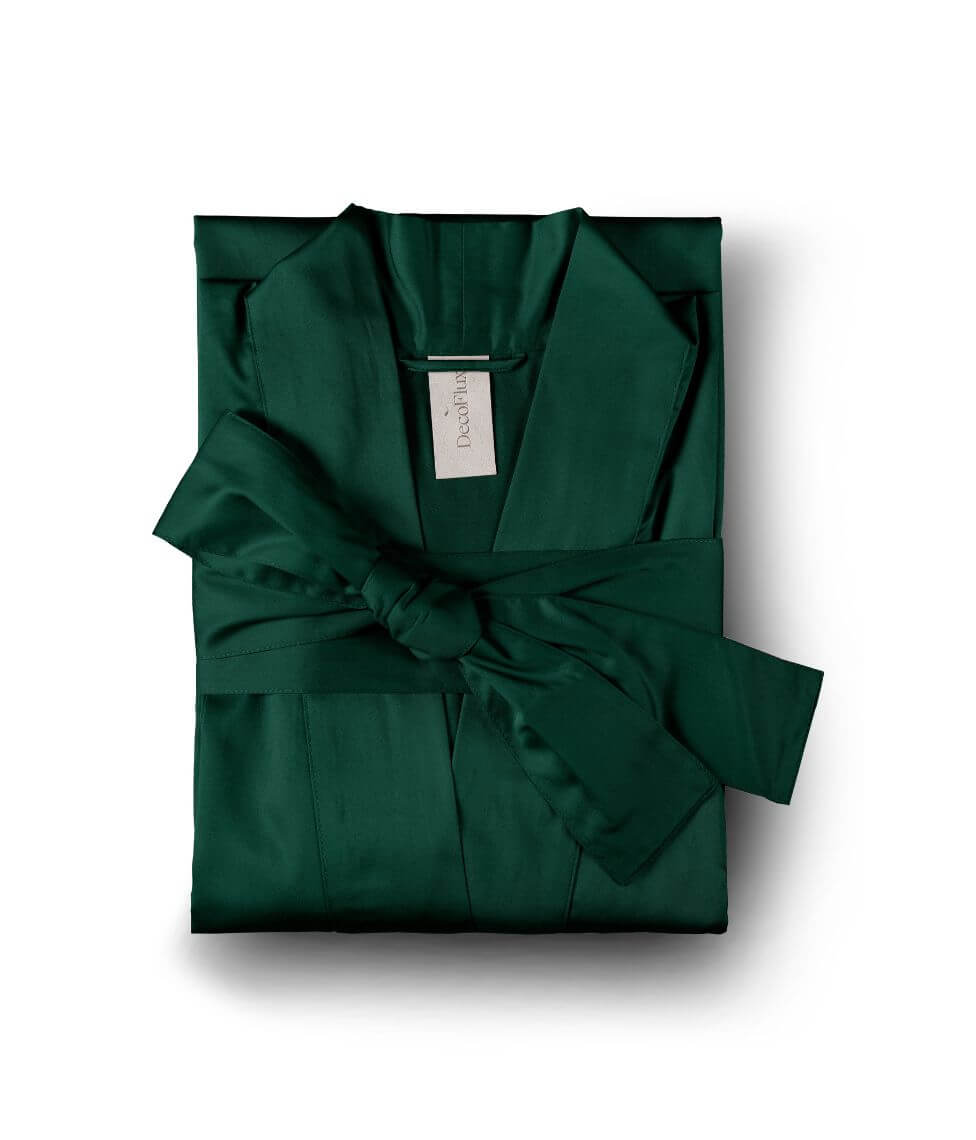 Satino chalatas kimono Solid Royal Green (žalia)