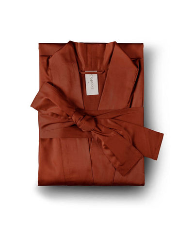 Satino chalatas kimono Solid Terracotta (terakotos), 7 nuotrauka