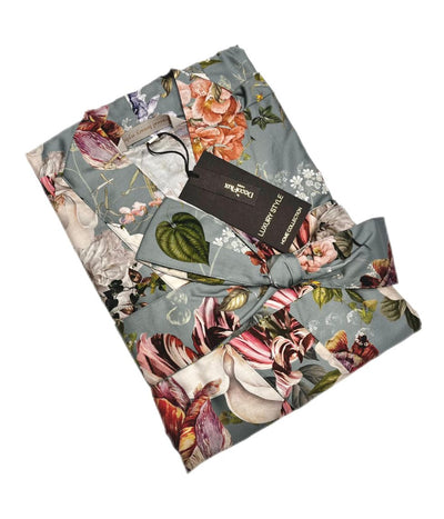 Satino chalatas kimono Garden Emerald (smaragdo), 6 nuotrauka