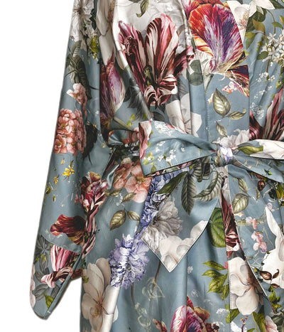 Satino chalatas kimono Garden Emerald (smaragdo), 4 nuotrauka