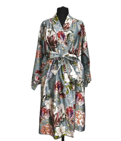 Satino chalatas kimono Garden Emerald (smaragdo), 2 nuotrauka